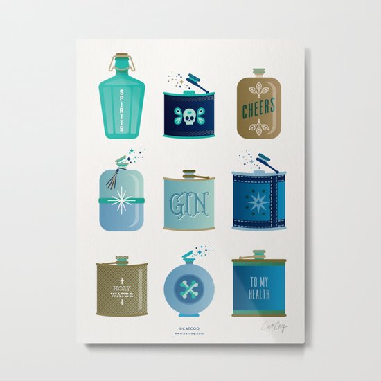 Flask Collection – Blue and Tan Palette Metal Print