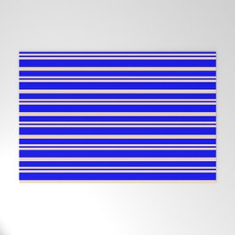 [ Thumbnail: Beige and Blue Colored Stripes Pattern Welcome Mat ]