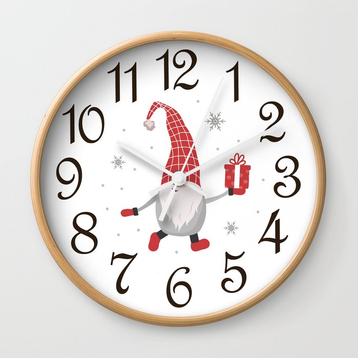 cute scandinavian gnomes christmas scand Wall Clock
