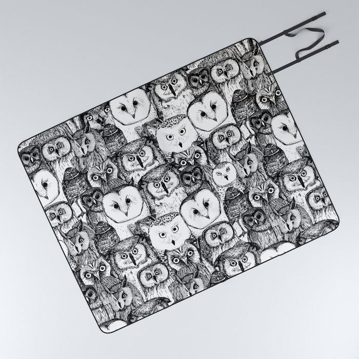 just owls black white Picnic Blanket