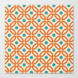Pretty Intertwined Ring and Dot Pattern 641 Orange Blue and Beige Canvas Print