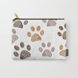 Brown colored paw print background Carry-All Pouch | Cat, Foot, Drawing, Animal, Pattern, Paw, Mammal, Digital, Brown, Hand 