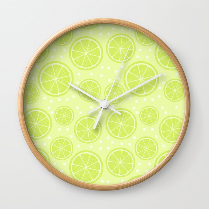 Summer Lime Pattern Wall Clock