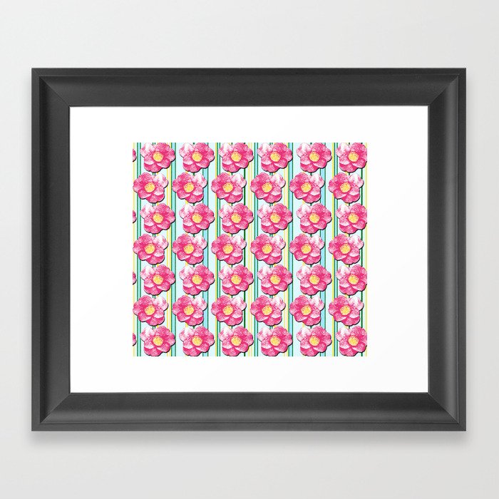 Tumbling Camellias Framed Art Print