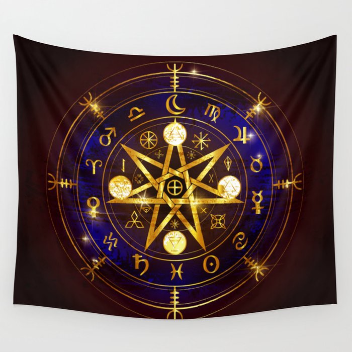 Magical Horoscope witchcraft pentagram Wall Tapestry