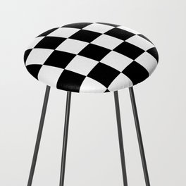 Vintage Chessboard & Checkers - Black & White Counter Stool