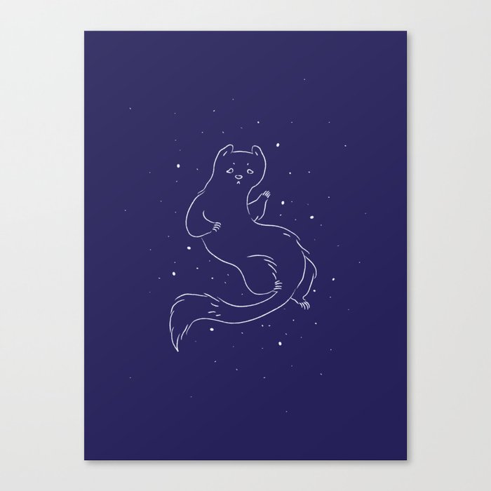 Arctic ferret in a winter starry night Canvas Print