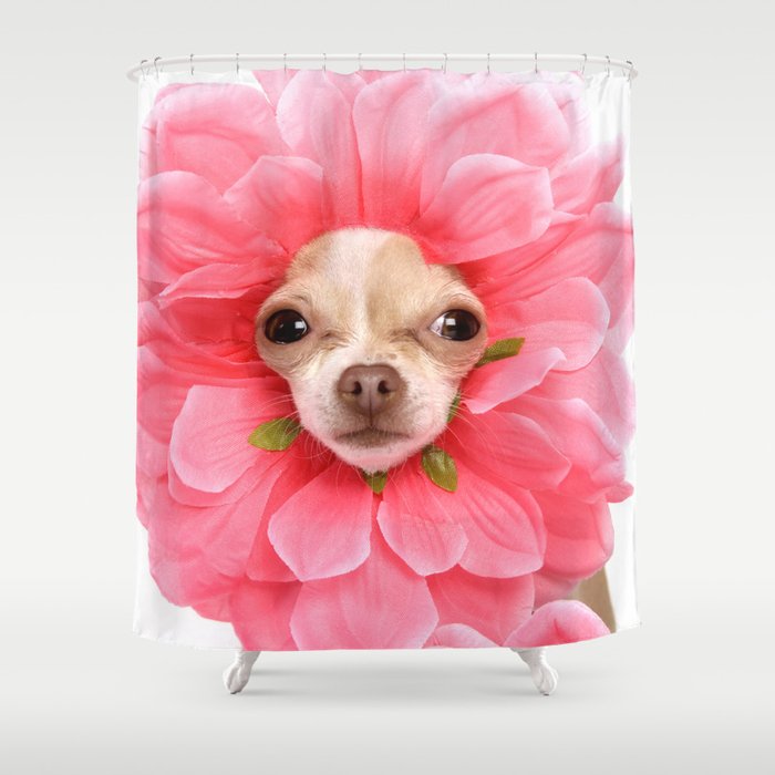 Chihuahua Flower Shower Curtain