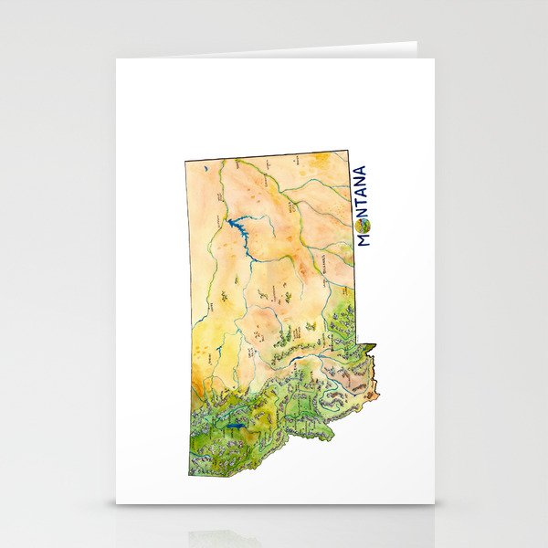 Montana Painted Map Stationery Cards