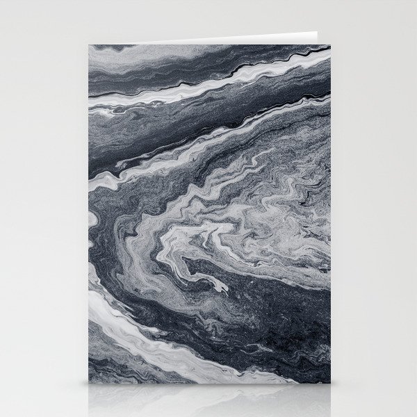 Liquid Blue-Gray Marble Stationery Cards