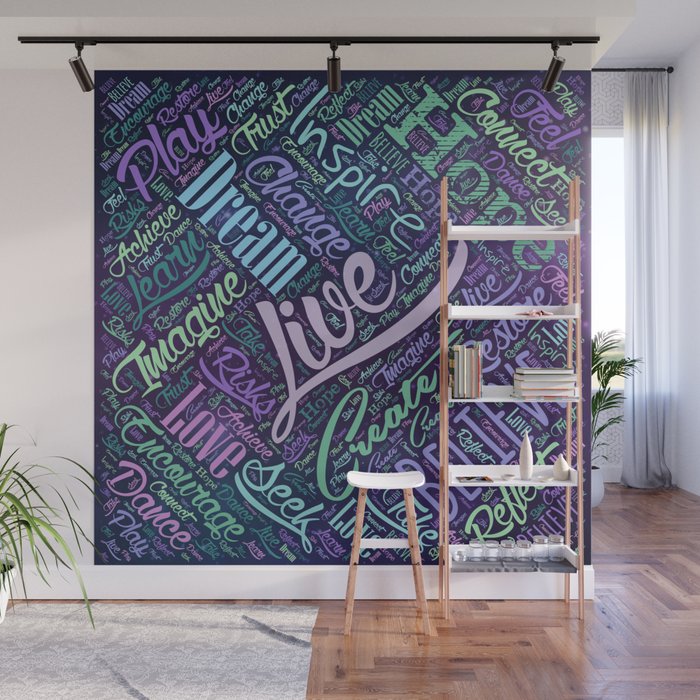Inspirational Motivational Word Cloud Art Wall Mural