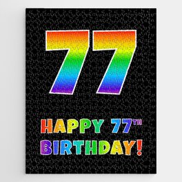 [ Thumbnail: HAPPY 77TH BIRTHDAY - Multicolored Rainbow Spectrum Gradient Jigsaw Puzzle ]
