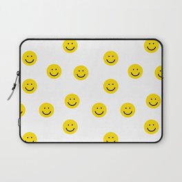 Smiley faces white yellow happy simple smiley pattern smile face kids nursery boys girls decor Laptop Sleeve