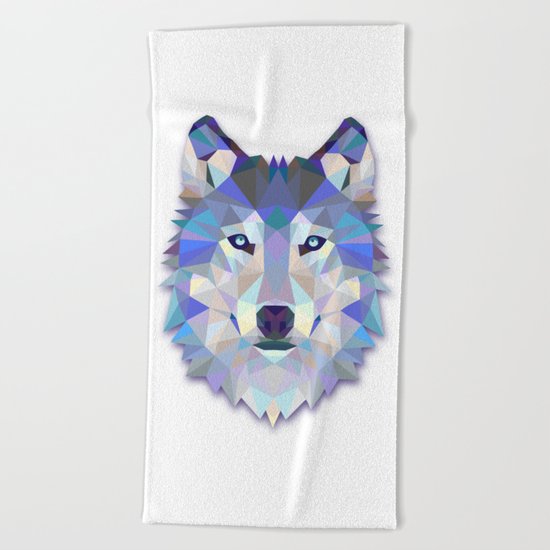 Colorful Wolf Beach Towel