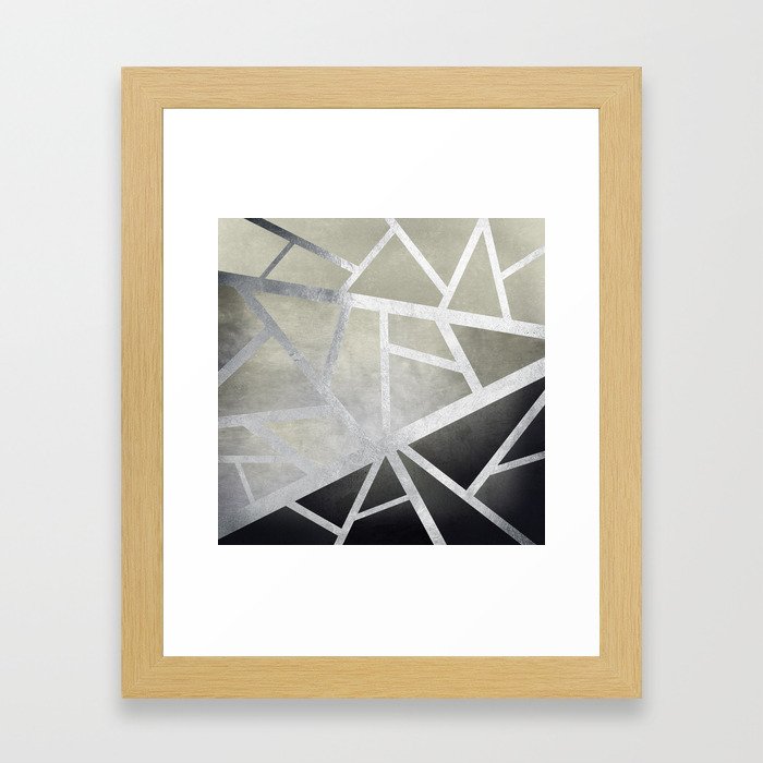 Textured Metal Geometric Gradient With Silver Framed Art Print
