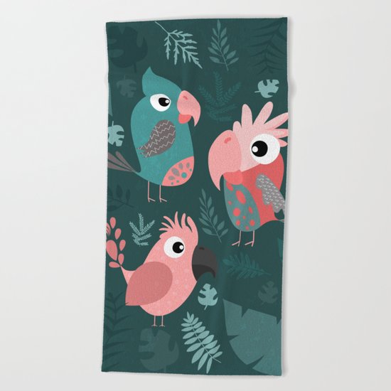 TROPICAL PARROTS Beach Towel