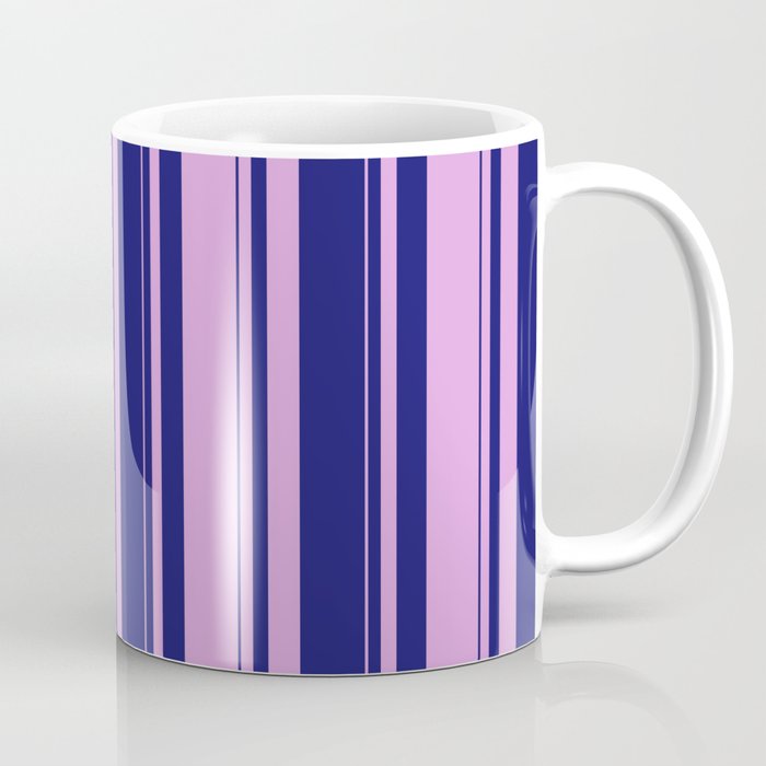 Midnight Blue and Plum Colored Striped/Lined Pattern Coffee Mug