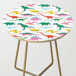 Colorful retro dinosaur toy cartoon pattern art Side Table