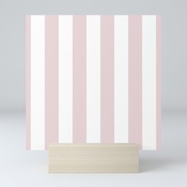 Alice Pink and White Wide Vertical Cabana Stripes Mini Art Print
