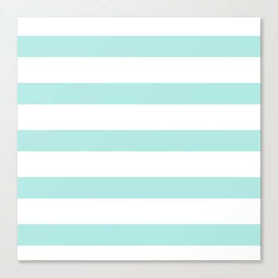 Aqua blue and White stripes lines - horizontal on #Society6 Canvas Print