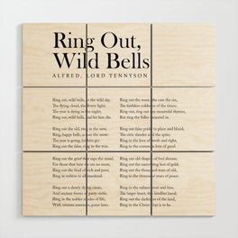 Ring Out, Wild Bells - Alfred, Lord Tennyson Poem - Literature - Typography Print 1 Wood Wall Art