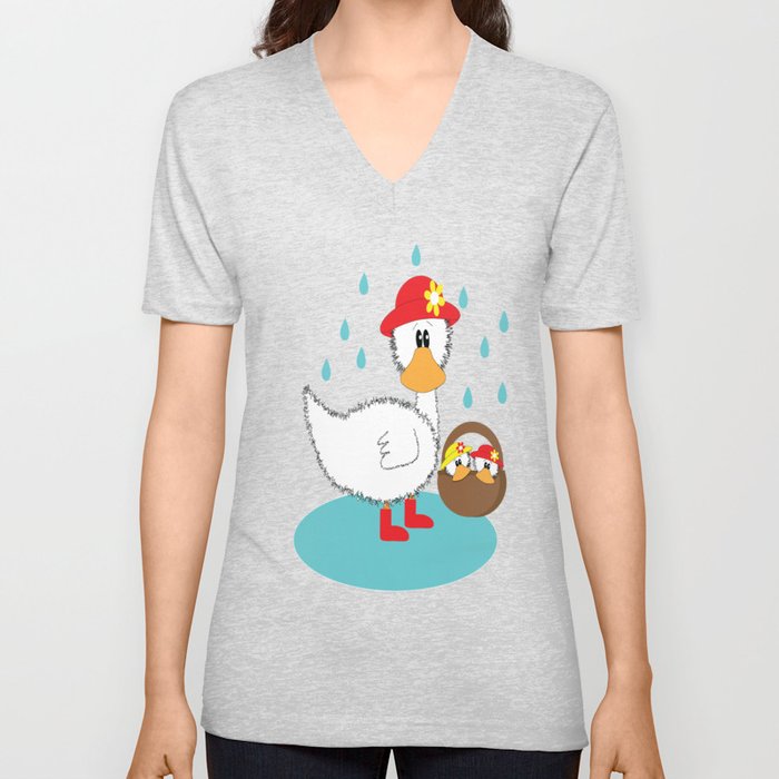Duck & Ducklings V Neck T Shirt