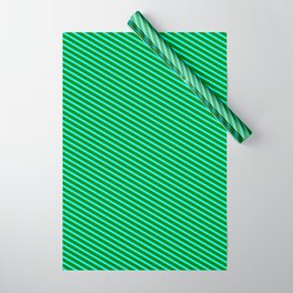 [ Thumbnail: Cyan & Green Colored Stripes/Lines Pattern Wrapping Paper ]
