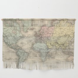 Vintage Map of The World (1892) Wall Hanging