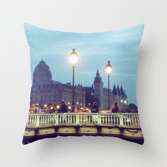 Paris at Night: Pont Neuf Throw Pillow