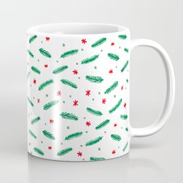 Christmas branches and stars - green and red Mug