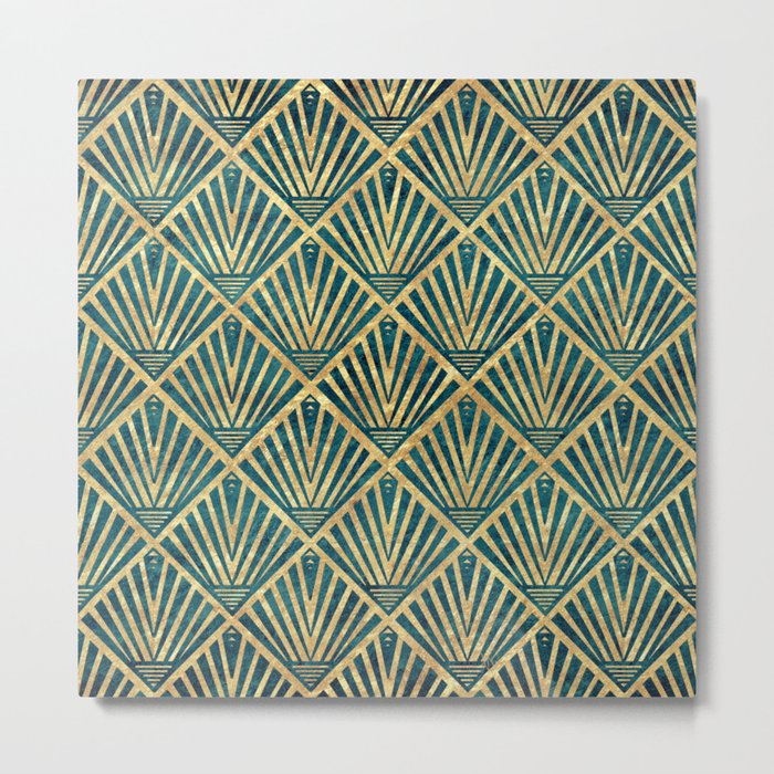 Stylish geometric diamond palm art deco inspired Metal Print