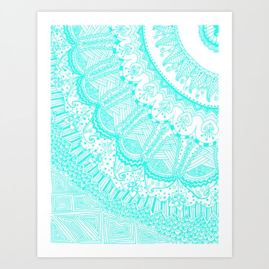 Doodle Madness AQUA Art Print