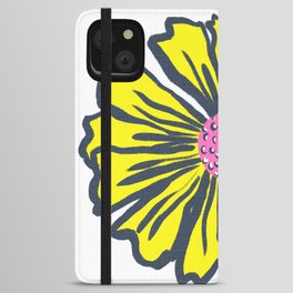 Mid-Century Modern Spring Daisy Flower White iPhone Wallet Case