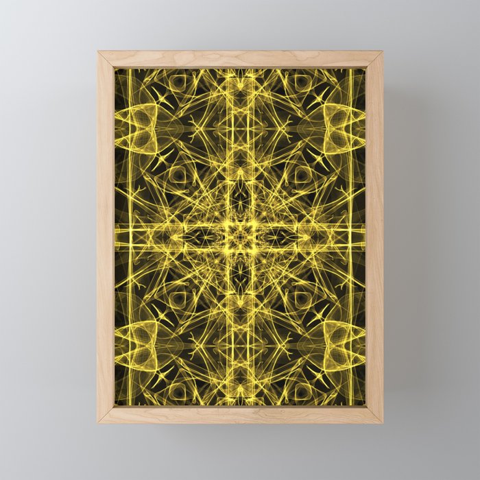 Liquid Light Series 29 ~ Yellow Abstract Fractal Pattern Framed Mini Art Print