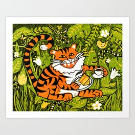 Tiger teatime Art Print