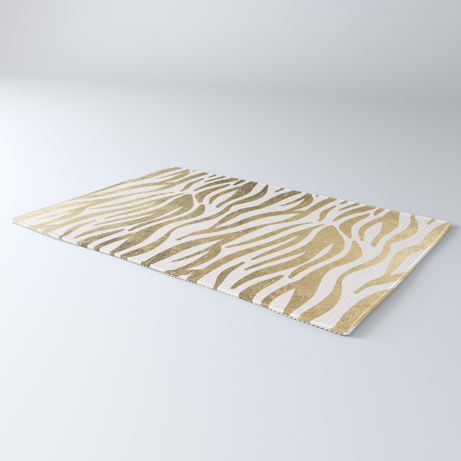 Chic Faux Gold White Modern Zebra, Gold Zebra Print Rug