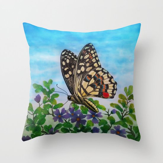 Chequered swallowtail Throw Pillow