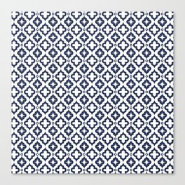 Navy Blue Ornamental Arabic Pattern Canvas Print