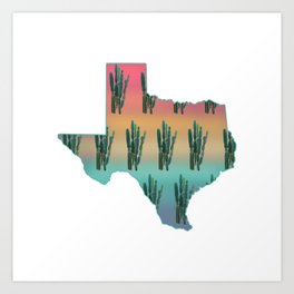 Sunset Cactus Texas Art Print