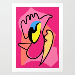 Abstract Pink Parrot - Matisse Inspired Art Print