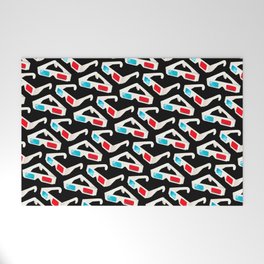 3D Glasses Pattern - Black Welcome Mat