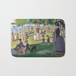 Georges Seurat - A Sunday Afternoon on the Island of La Grande Jatte Bath Mat | Umbrellas, Children, Pointillism, Relaxation, Nature, Painting, Leisure, People, Grass, Impressionism 