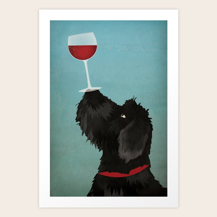 Goldendoodle Labradoodle Wine Art Print by GrumpyBuffalo Society6