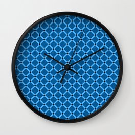 Blue Gingham - 13 Wall Clock | Textile, Grid, Checker, Blue, Geometric, Texture, Vintage, Lines, Plaid, Elegant 