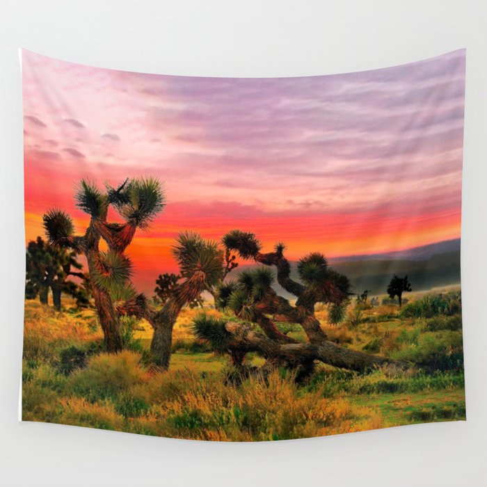 Sunset At Joshua Tree National Park California Usa Wall Tapestry