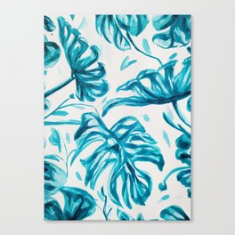 watercolor plant painting - blue shades pattern Canvas Print