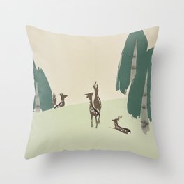 Peaceful Deer in the Forest Throw Pillow