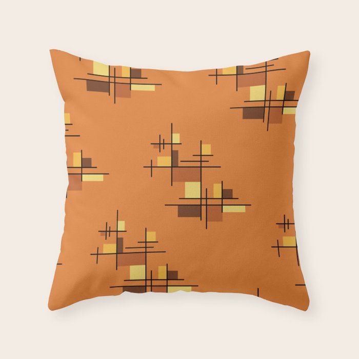 Mid Century Modern Geometric Orange Throw Pillow by Kay Cordingly