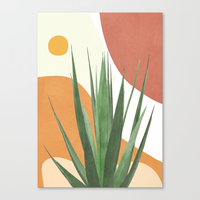 Abstract Agave Plant Canvas Print by Flow Line