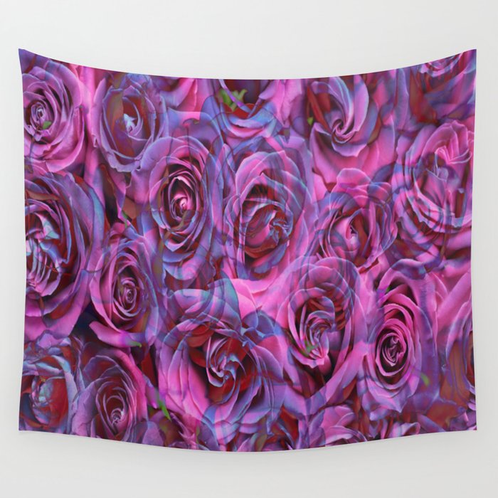 Violet Hypnotic Roses Wall Tapestry